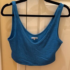 Reformation Teal Textured Crop Top